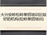 大兴安岭松岭单招培训比较好的机构(松岭单招培训)