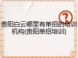 贵阳白云哪里有单招的培训机构(贵阳单招培训)
