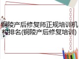 铜陵产后修复师正规培训机构排名(铜陵产后修复培训)