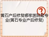 黄石产后修复哪家医院最专业(黄石专业产后修复)