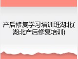 产后修复学习培训班湖北(湖北产后修复培训)