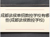 成都武侯单招数控学校有哪些(成都武侯数控学校)