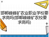 邯郸峰峰矿农业职业学校要求高吗(邯郸峰峰矿农校要求高吗)