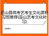巫山县高考艺考生文化课补习班推荐(巫山艺考文化补习)