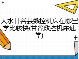 天水甘谷县数控机床在哪里学比较快(甘谷数控机床速学)