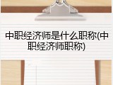 中职经济师是什么职称(中职经济师职称)