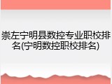 崇左宁明县数控专业职校排名(宁明数控职校排名)