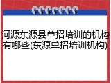 河源东源县单招培训的机构有哪些(东源单招培训机构)