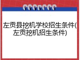 左贡县挖机学校招生条件(左贡挖机招生条件)