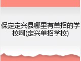 保定定兴县哪里有单招的学校啊(定兴单招学校)