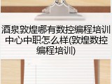 酒泉敦煌哪有数控编程培训中心中职怎么样(敦煌数控编程培训)