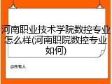 河南职业技术学院数控专业怎么样(河南职院数控专业如何)