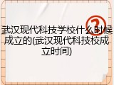 武汉现代科技学校什么时候成立的(武汉现代科技校成立时间)