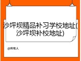 沙坪坝精品补习学校地址(沙坪坝补校地址)