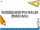 陕西国际商贸学校专科(陕西商校专科)