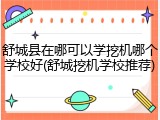 舒城县在哪可以学挖机哪个学校好(舒城挖机学校推荐)