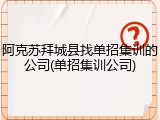 阿克苏拜城县找单招集训的公司(单招集训公司)