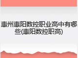 惠州惠阳数控职业高中有哪些(惠阳数控职高)