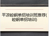 平凉崆峒单招培训班推荐(崆峒单招培训)