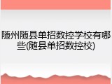 随州随县单招数控学校有哪些(随县单招数控校)