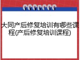 大同产后修复培训有哪些课程(产后修复培训课程)