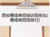 西安雁塔单招培训班排名(雁塔单招班排行)