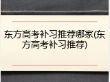 东方高考补习推荐哪家(东方高考补习推荐)