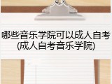 哪些音乐学院可以成人自考(成人自考音乐学院)