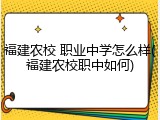 福建农校 职业中学怎么样(福建农校职中如何)