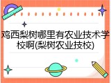 鸡西梨树哪里有农业技术学校啊(梨树农业技校)