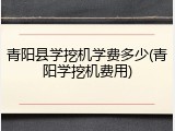 青阳县学挖机学费多少(青阳学挖机费用)