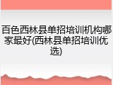 百色西林县单招培训机构哪家最好(西林县单招培训优选)