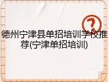 德州宁津县单招培训学校推荐(宁津单招培训)