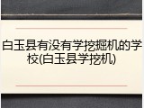 白玉县有没有学挖掘机的学校(白玉县学挖机)