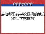 游仙哪里有学挖掘机的地方(游仙学挖掘机)