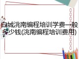 白城洮南编程培训学费一般多少钱(洮南编程培训费用)