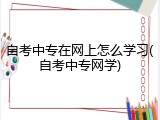 自考中专在网上怎么学习(自考中专网学)