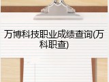 万博科技职业成绩查询(万科职查)