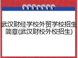 武汉财经学校外贸学校招生简章(武汉财校外校招生)