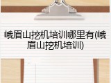 峨眉山挖机培训哪里有(峨眉山挖机培训)