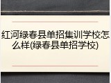 红河绿春县单招集训学校怎么样(绿春县单招学校)