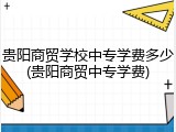 贵阳商贸学校中专学费多少(贵阳商贸中专学费)