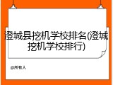 澄城县挖机学校排名(澄城挖机学校排行)