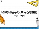 铜陵财经学校中专(铜陵财校中专)