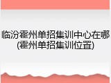临汾霍州单招集训中心在哪(霍州单招集训位置)