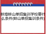 蚌埠蚌山单招集训学校要什么条件(蚌山单招集训条件)