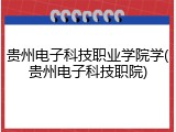 贵州电子科技职业学院学(贵州电子科技职院)
