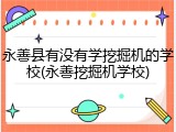 永善县有没有学挖掘机的学校(永善挖掘机学校)