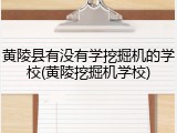 黄陵县有没有学挖掘机的学校(黄陵挖掘机学校)