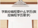 学数控编程要什么学历(数控编程学历要求)